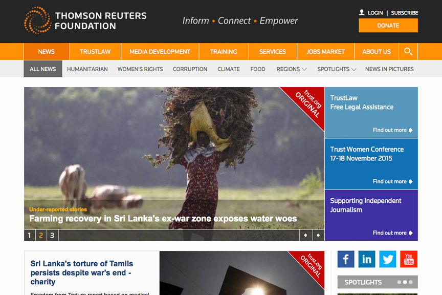 Thomson Reuters Foundation webpage